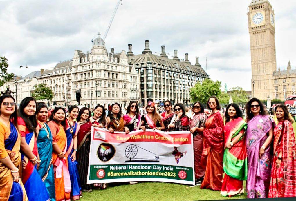 Odisha's Handloom Sarees Shine Abroad in the United Kingdom's First Saree Walkathon