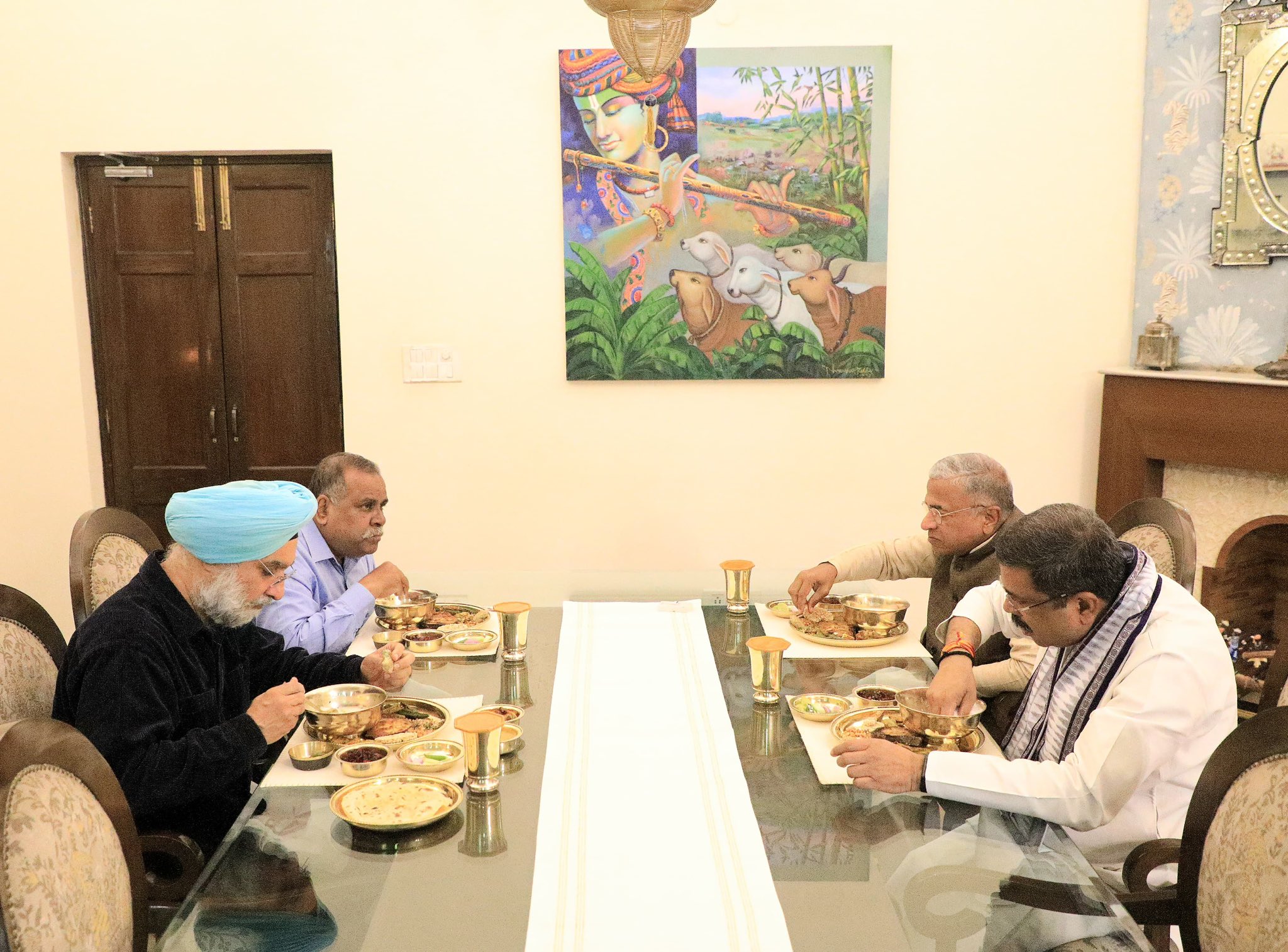 Union Minister Dharmendra Pradhan Celebrates Pakhala Dibasa With Friends