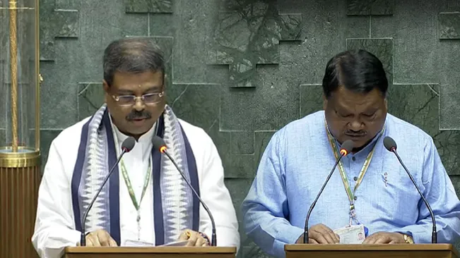 Union Ministers Dharmendra Pradhan and Jual Oram take oath in Odia language as Members of Parliament."