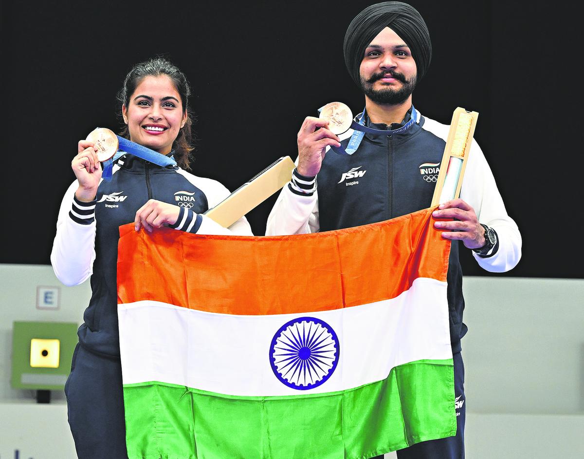 India's 2nd medal: Manu Bhaker and Sarabjot Singh win Bronze in 10m Air Pistol Mixed Team at Paris Olympics